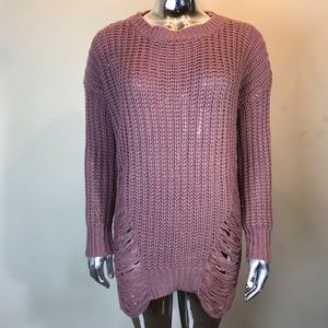 Long Distressed Knit Sweater